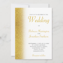 Faire-part de mariage de script élégant Gold Parti