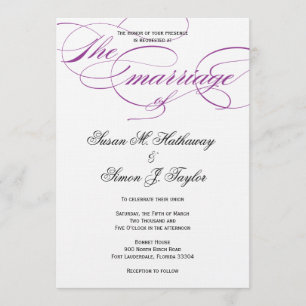Faire-part de mariage de script élégant - violet