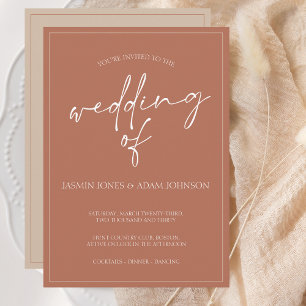 Faire-part de mariage de script en terre cuite min