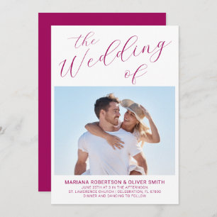 Faire-part de mariage de script Magenta minimalist