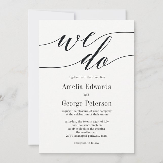 Faire-part de mariage de script moderne (Devant)