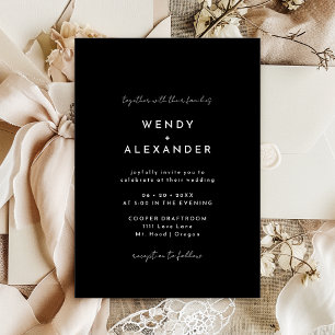 Faire-part de mariage de script moderne noir