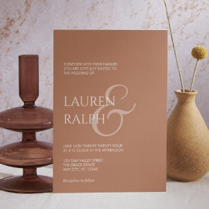 Faire-part de mariage de script ocre et crème