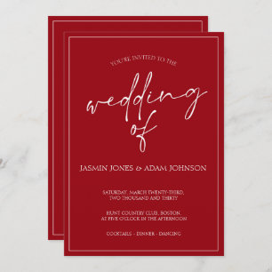 Faire-part de mariage de script rouge Crimson mini