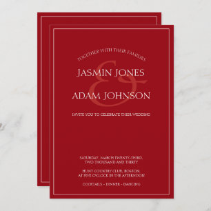 Faire-part de mariage de script rouge Crimson mini