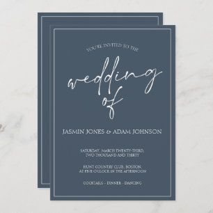 Faire-part de mariage de script Royal Blue Opulenc