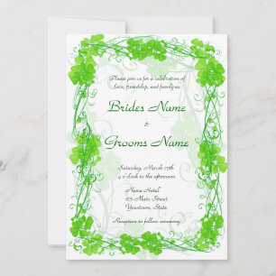 Faire-part de mariage de Shamrock vert chanceux