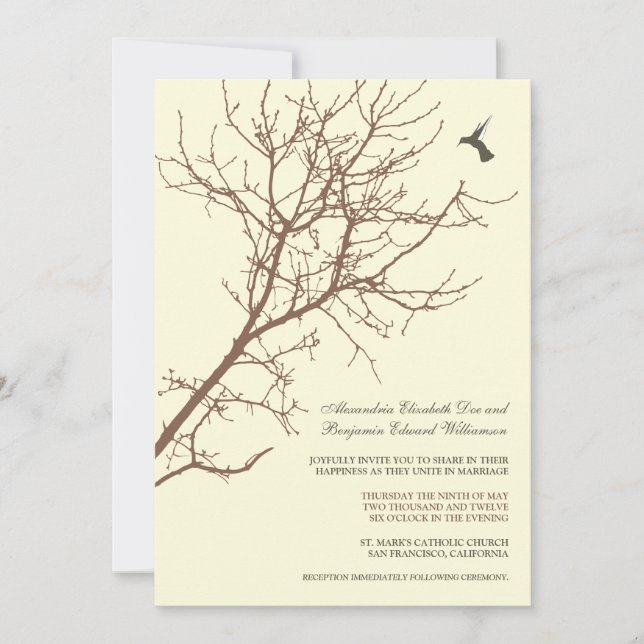Faire-part de mariage de silhouette d'arbre (choco (Devant)