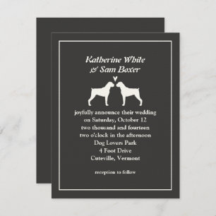 Faire-part de mariage de silhouettes de chien de b