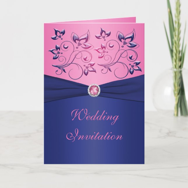 Faire-part de mariage de style carte florale marin (Devant)