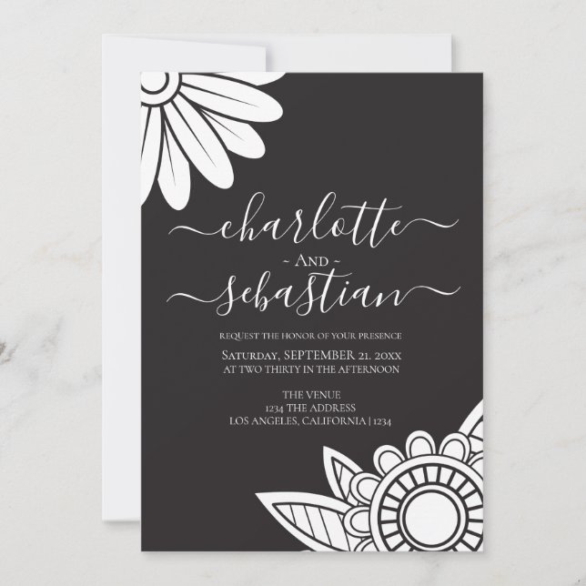 Faire-part de mariage de style de typographie mode (Devant)