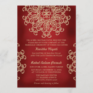 FAIRE-PART DE MARIAGE DE STYLE INDIEN ROUGE ET OR