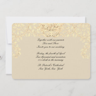 Faire-part de mariage de style victorien beige dor