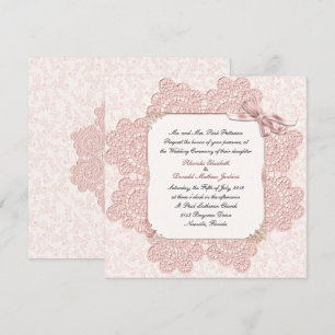 Faire-part de mariage de style victorien rose Shab