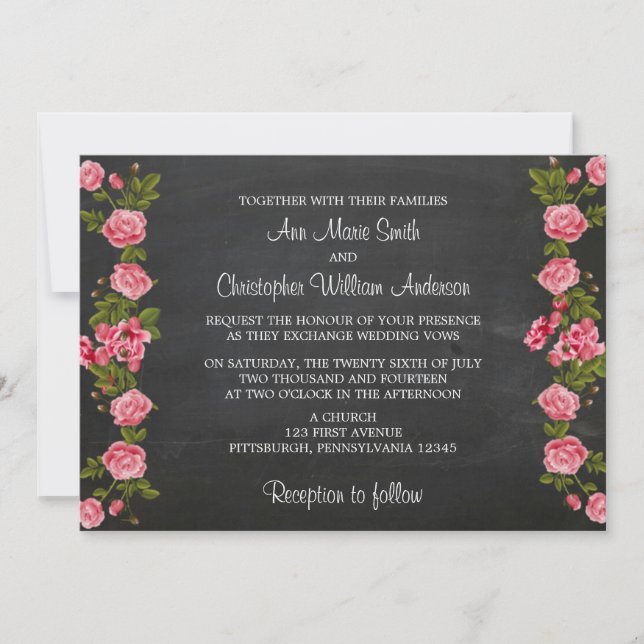 Faire-part de mariage de tableau et de fleur de (Devant)
