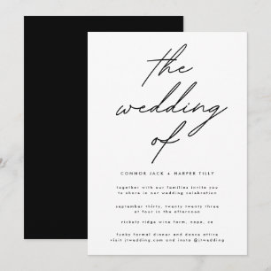 Faire-part de mariage de texte blanc noir tout sim