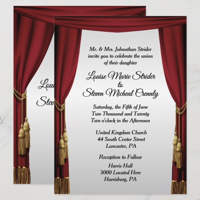 Faire-part de mariage de thème de film écran argen (Devant / Derrière)