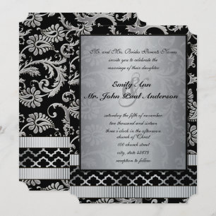 Faire-part de mariage de torsades en argent Damask