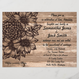 Faire-part de mariage de tournesol