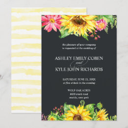 Faire-part de mariage de tournesol avec arrière - 