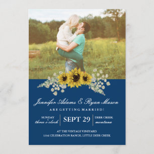 Faire-part de mariage de tournesol avec la photo