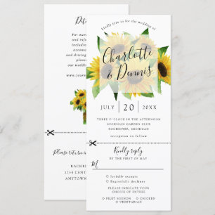 Faire-part de mariage de tournesol avec rsvp attac
