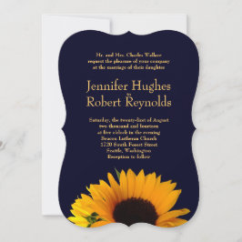 Faire-part de mariage de tournesol (bleu marine)