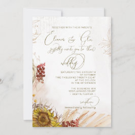Faire-part de mariage de tournesol bohème clair ru