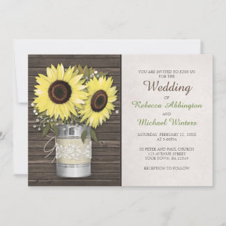 Faire-part de mariage de tournesol Burlap & dentel