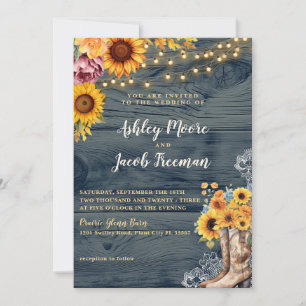 Faire-part de mariage de tournesol en bois de gran