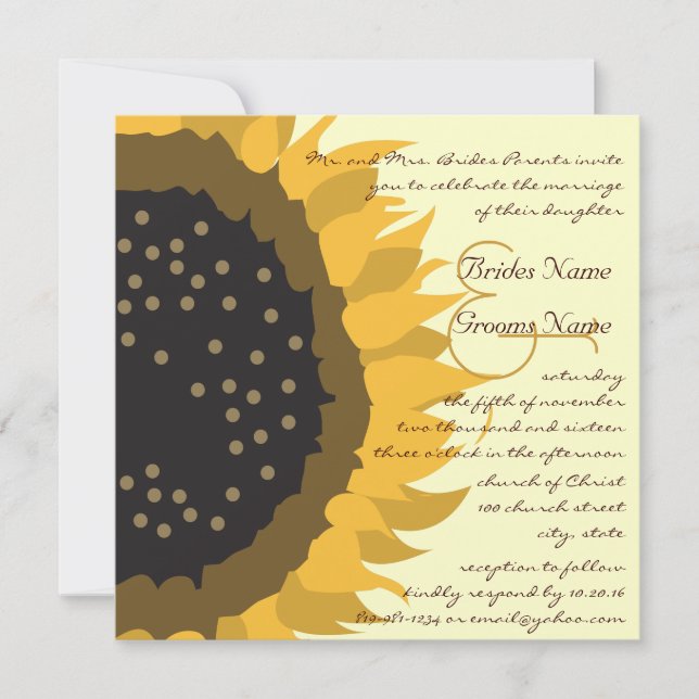 Faire-part de mariage de tournesol lunaire (Devant)