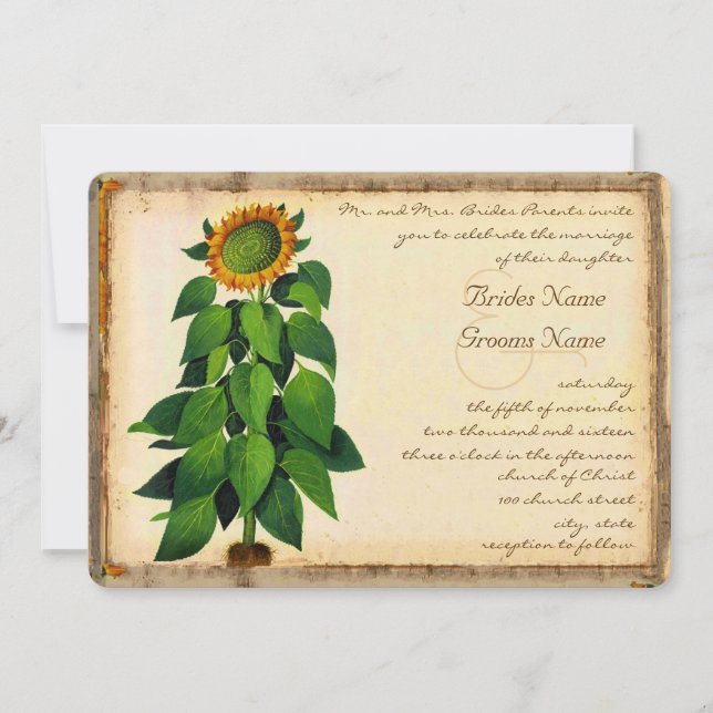 Faire-part de mariage de tournesol lunaire (Devant)