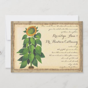Faire-part de mariage de tournesol lunaire ivoire