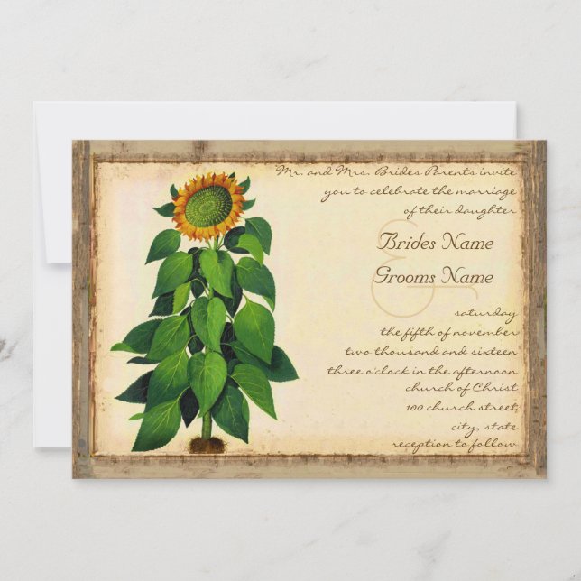 Faire-part de mariage de tournesol lunaire ivoire (Devant)