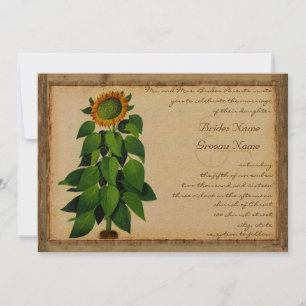 Faire-part de mariage de tournesol lunaire ivoire