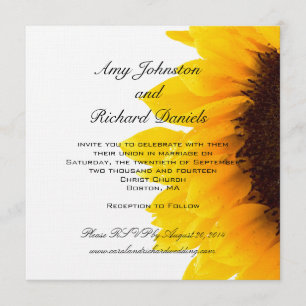 Faire-part de mariage de tournesol noir jaune