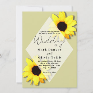 Faire-part de mariage de tournesol rustique
