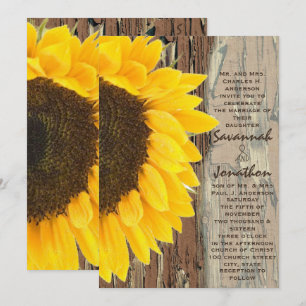 Faire-part de mariage de tournesol rustique