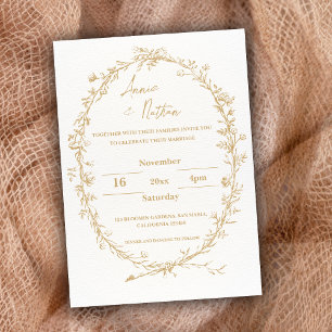 Faire-part de mariage de trame complexe Or Ornate