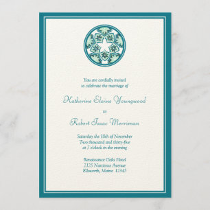 Faire-part de mariage de tuiles florales aquamarin