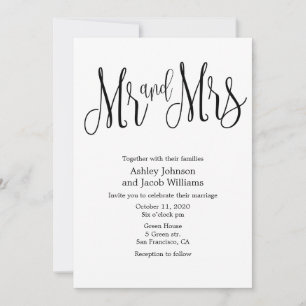 Faire-part de mariage de typographie. M. et mme in