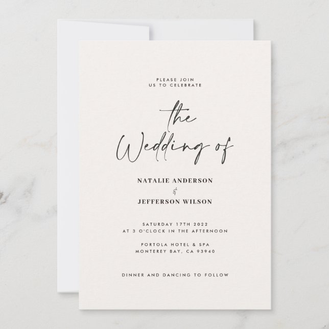 Faire-part de mariage de typographie manuscrite mo (Devant)