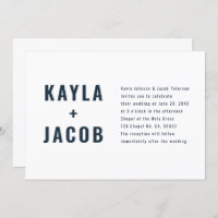 Faire-part de mariage de typographie moderne + min