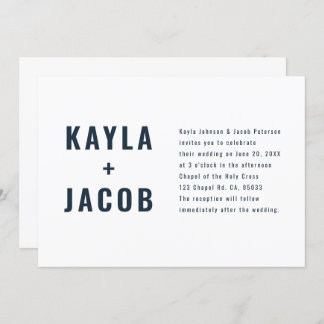 Faire-part de mariage de typographie moderne + min