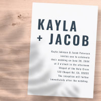 Faire-part de mariage de typographie moderne + min