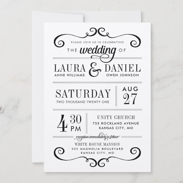 Faire-part de mariage de typographie russe moderne (Devant)