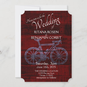 Faire-part de mariage de vélo rustique rouge