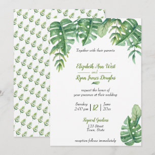 Faire-part de mariage de verdure botanique tropica