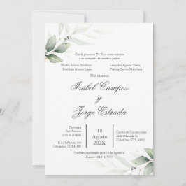Faire-part de mariage de verdure espagnol