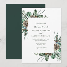 Faire-part de mariage de verdure hivernale minimal